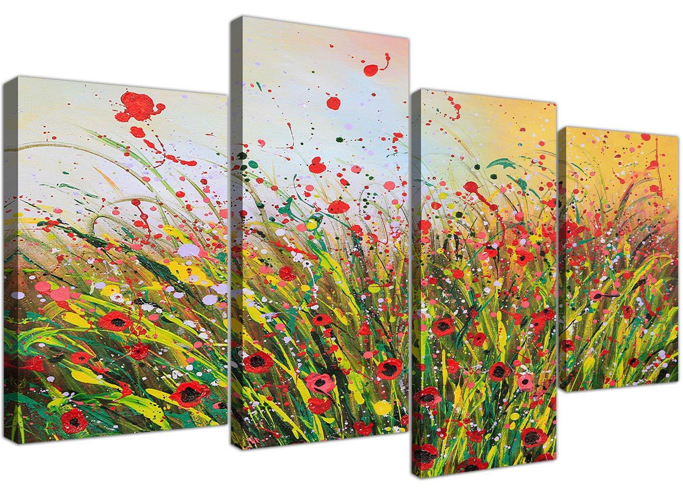 Modern Abstract Summertime Flowers Red Floral Canvas Prints