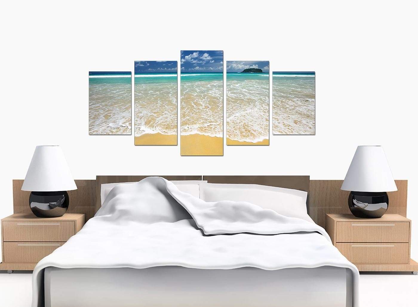 Modern Tropical Ocean Sandy Shore Scene Beach Canvas