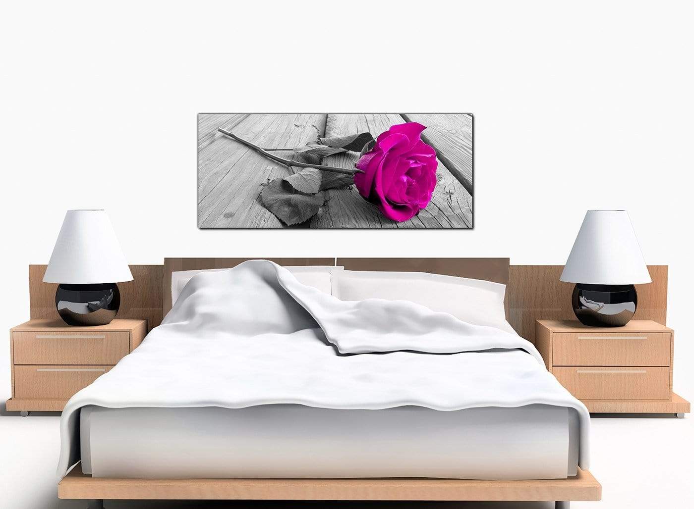 Pink Rose Grey Black White Flower Floral Canvas