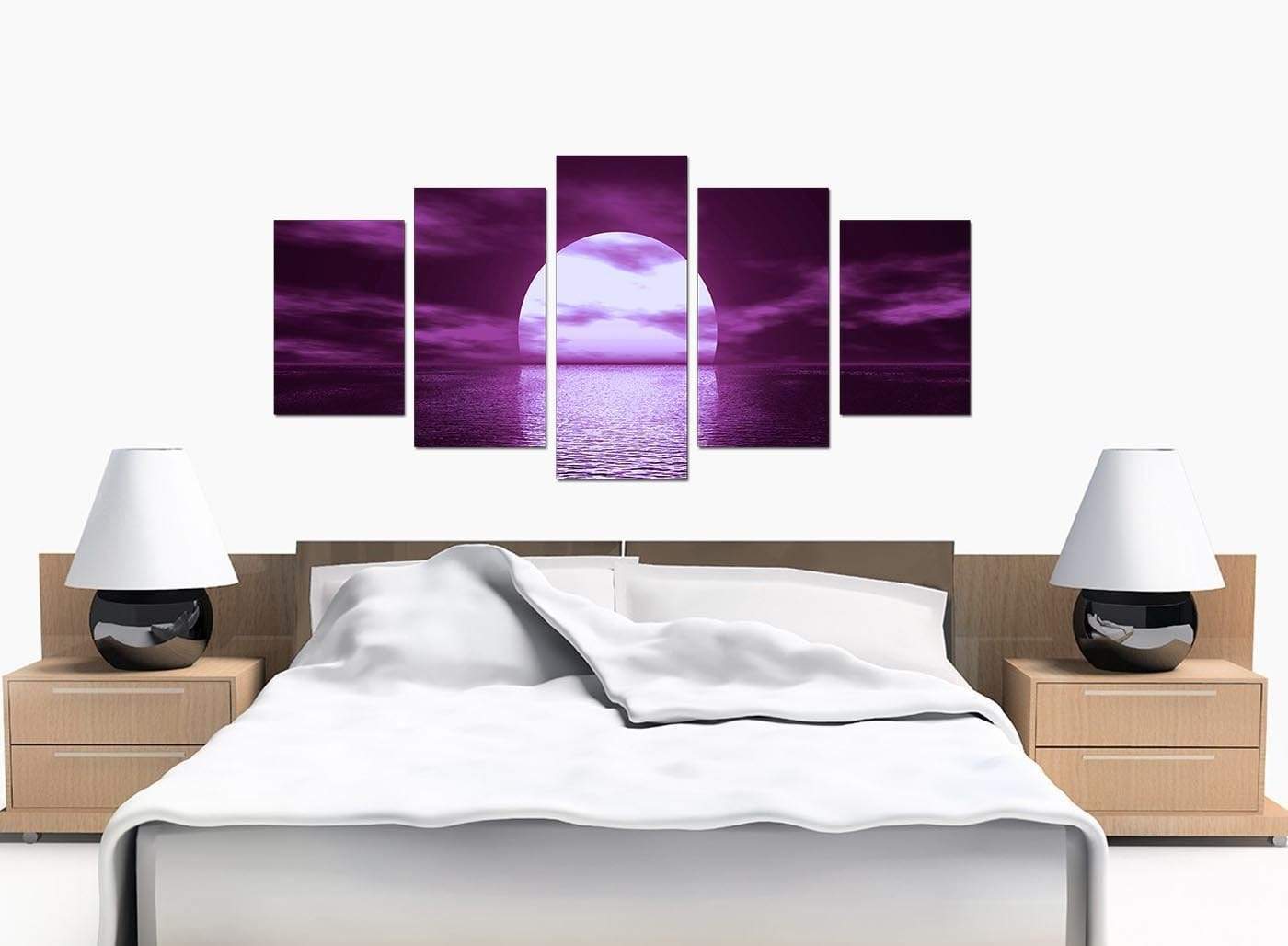 Purple Sunset Ocean Sky Landscape Canvas