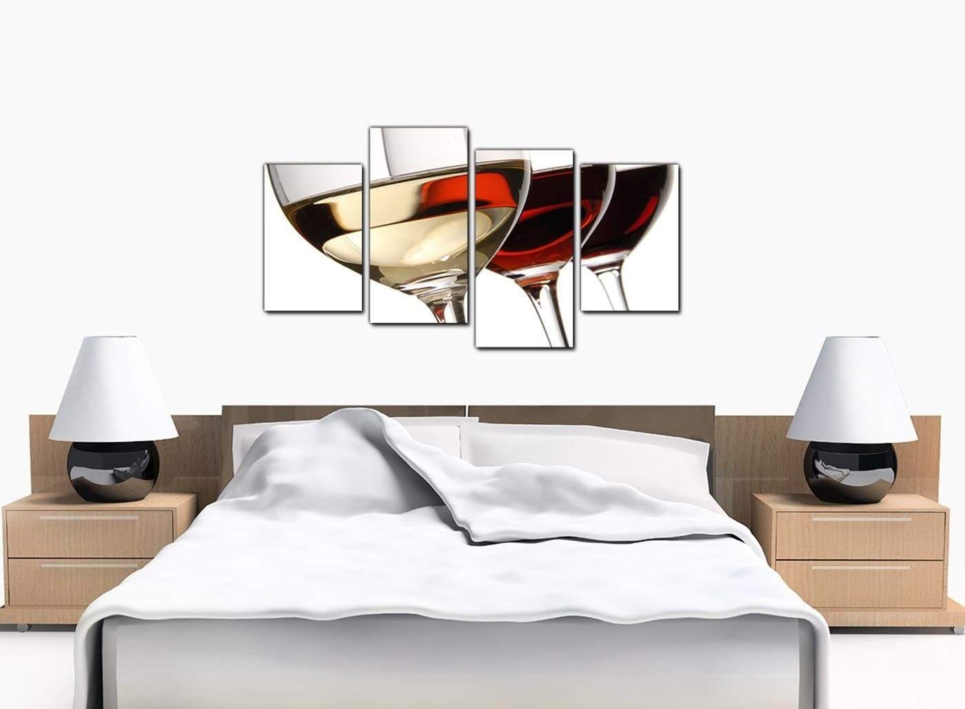 Red White Wine Glasses Kitchen Canvas