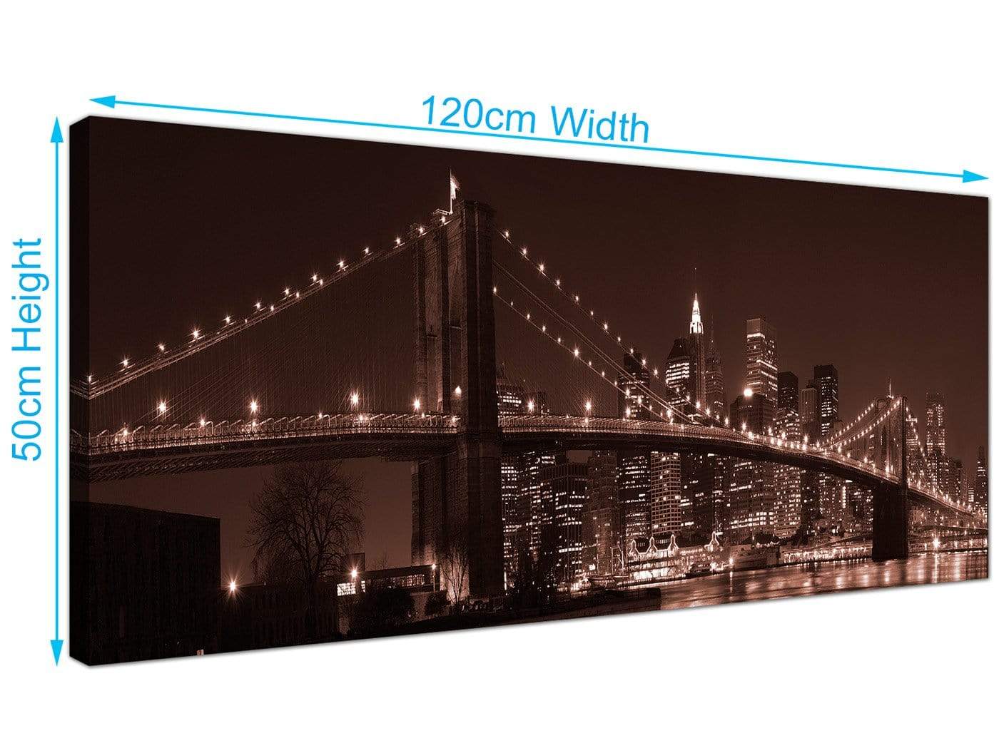 Brown Brooklyn Bridge New York Skyline City Canvas