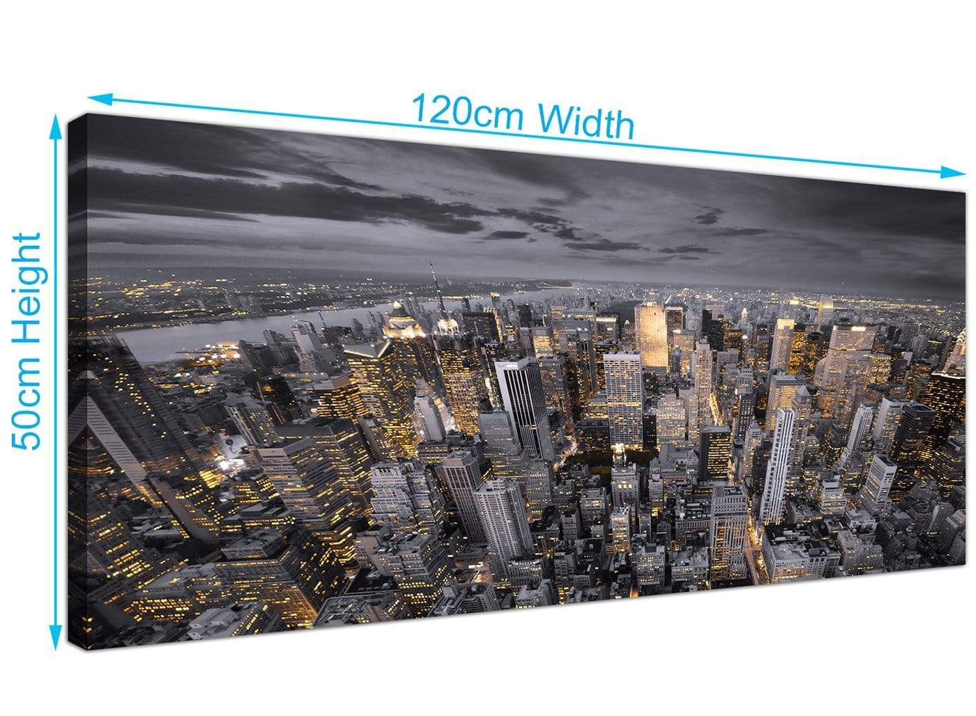 Black White Yellow New York Skyline Cityscape Canvas