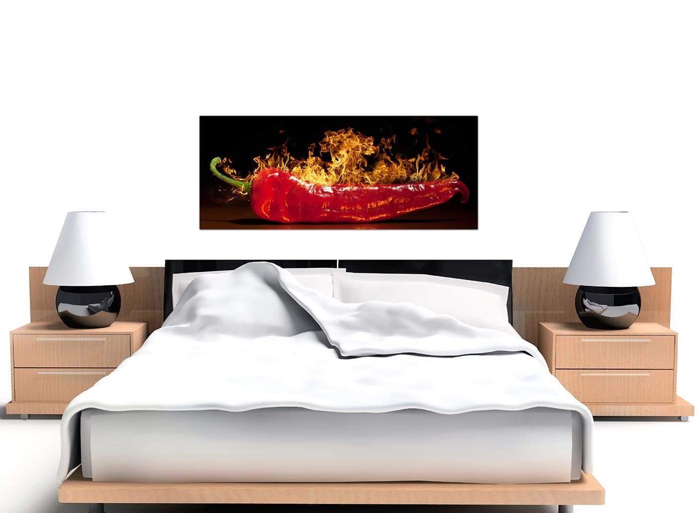 Red Hot Chilli Pepper Flaming Black Canvas
