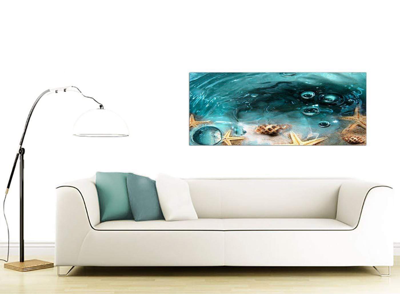 Teal Bathroom Sea Shells Starfish Beach Modern Canvas