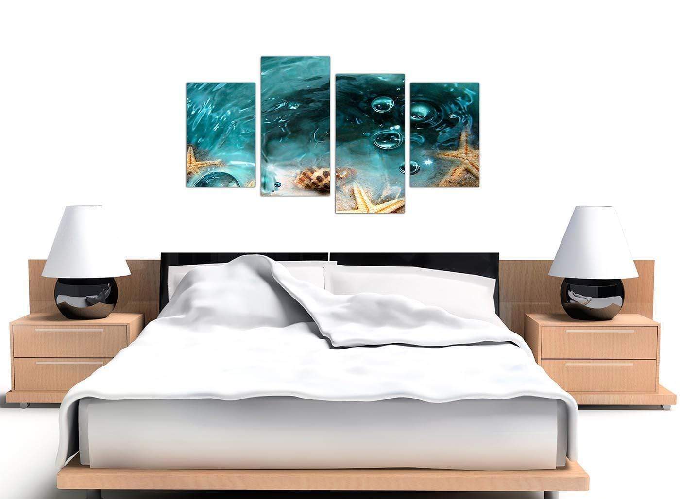 Teal Bathroom Sea Shells Starfish Beach Modern Canvas