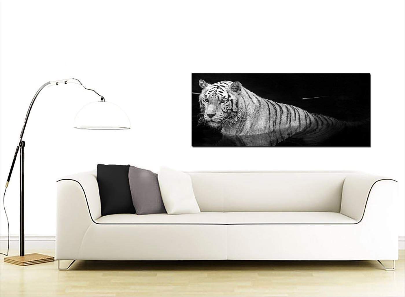 Modern Black White Bengal Tiger Water Canvas
