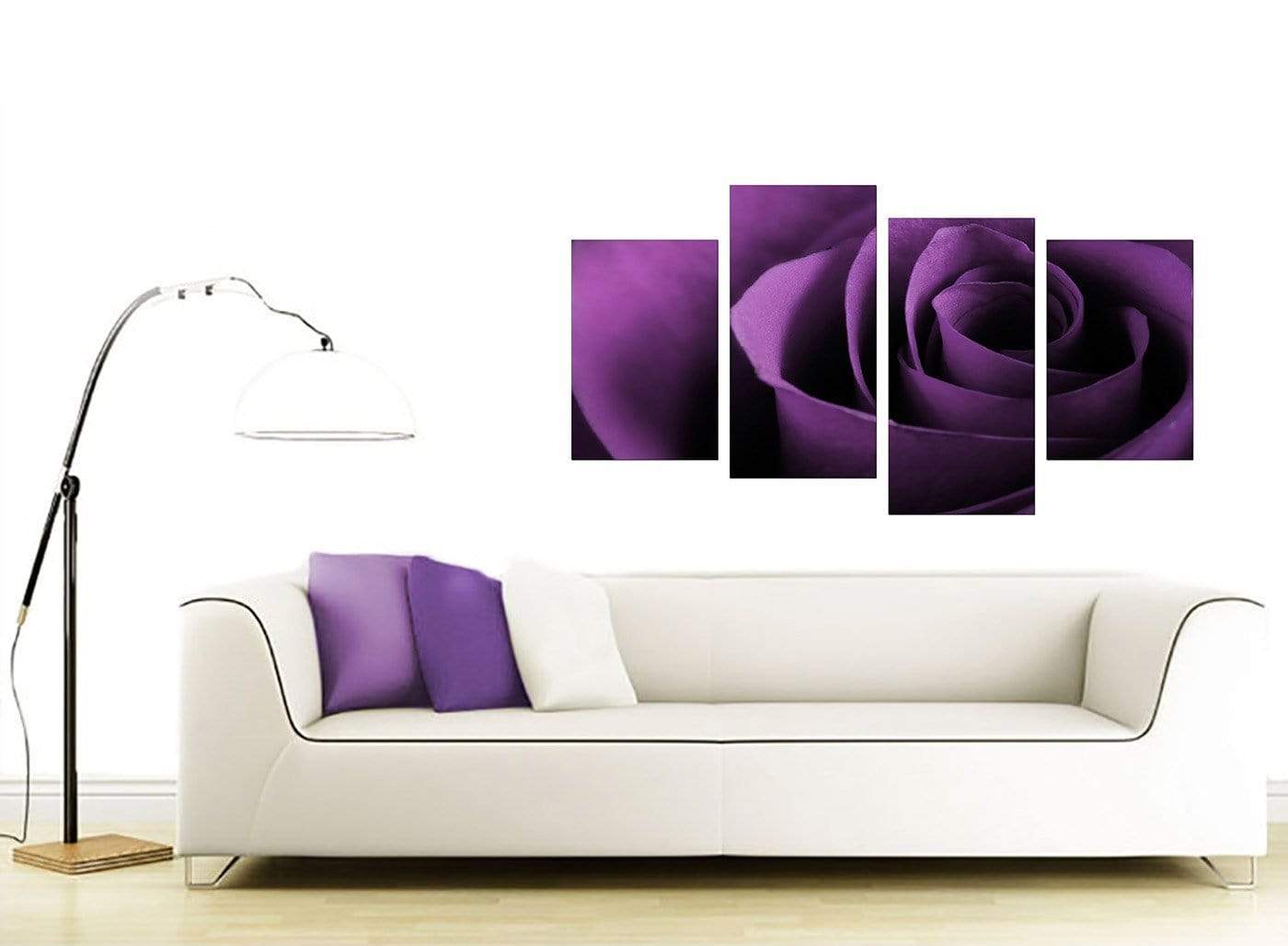 Purple Rose Petal Flower Floral Modern Canvas Art