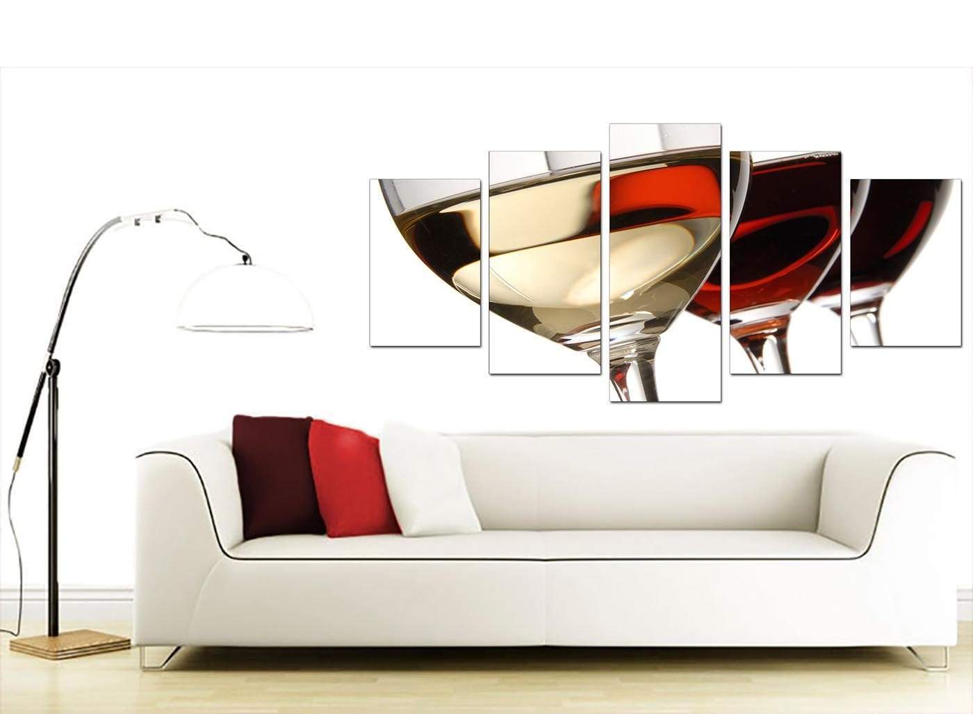 Red White Wine Glasses Kitchen Canvas