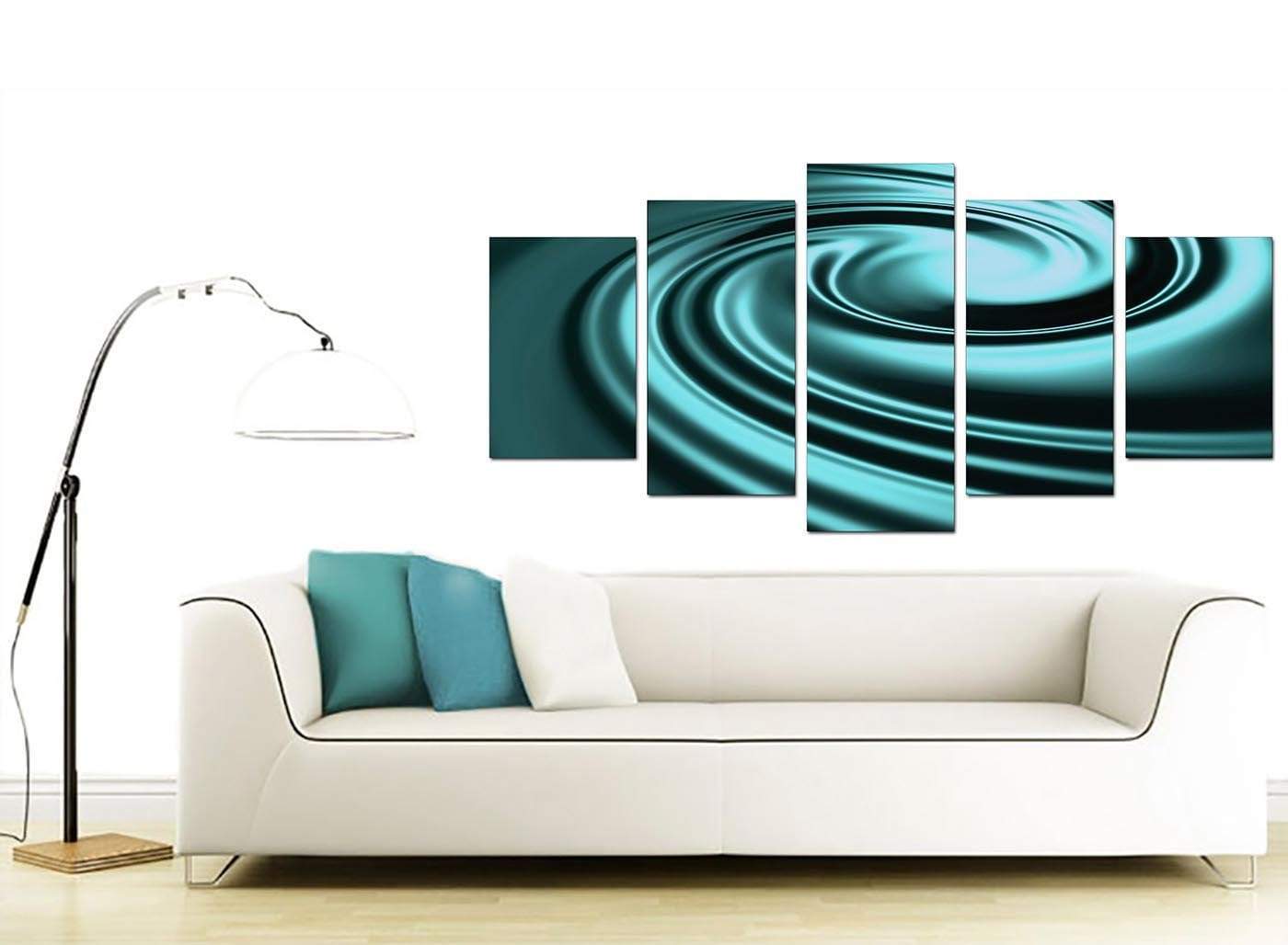 Teal Coloured Swirl Design Abstract Canvas