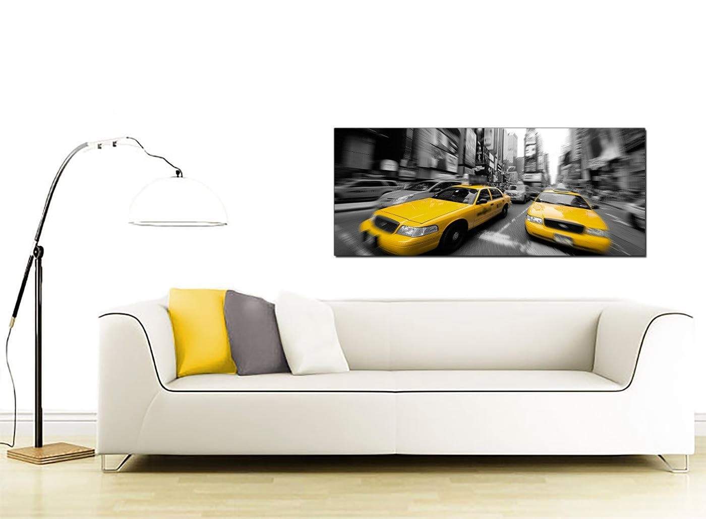 Black White Yellow Grey New York Taxi City Canvas