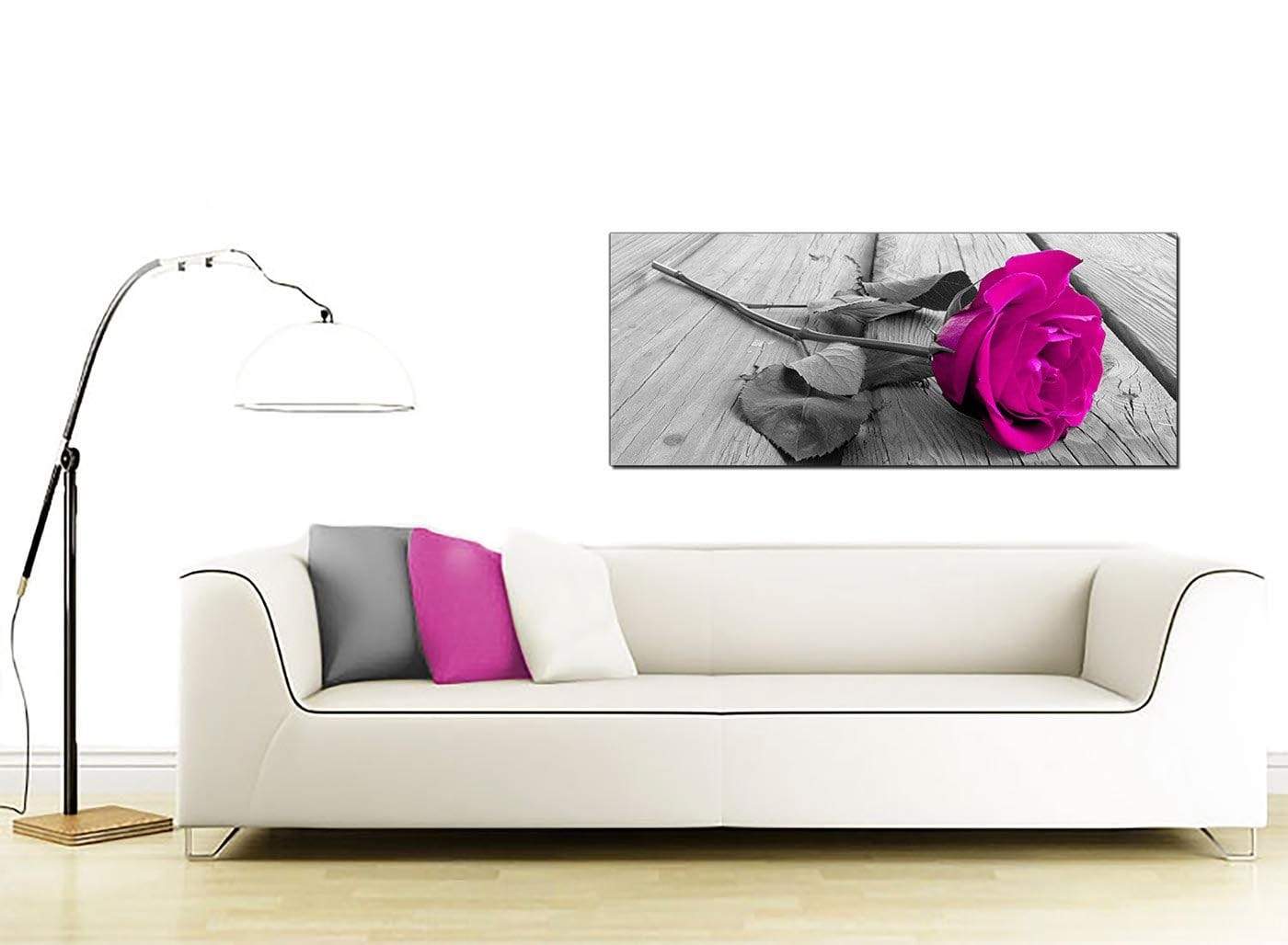 Pink Rose Grey Black White Flower Floral Canvas