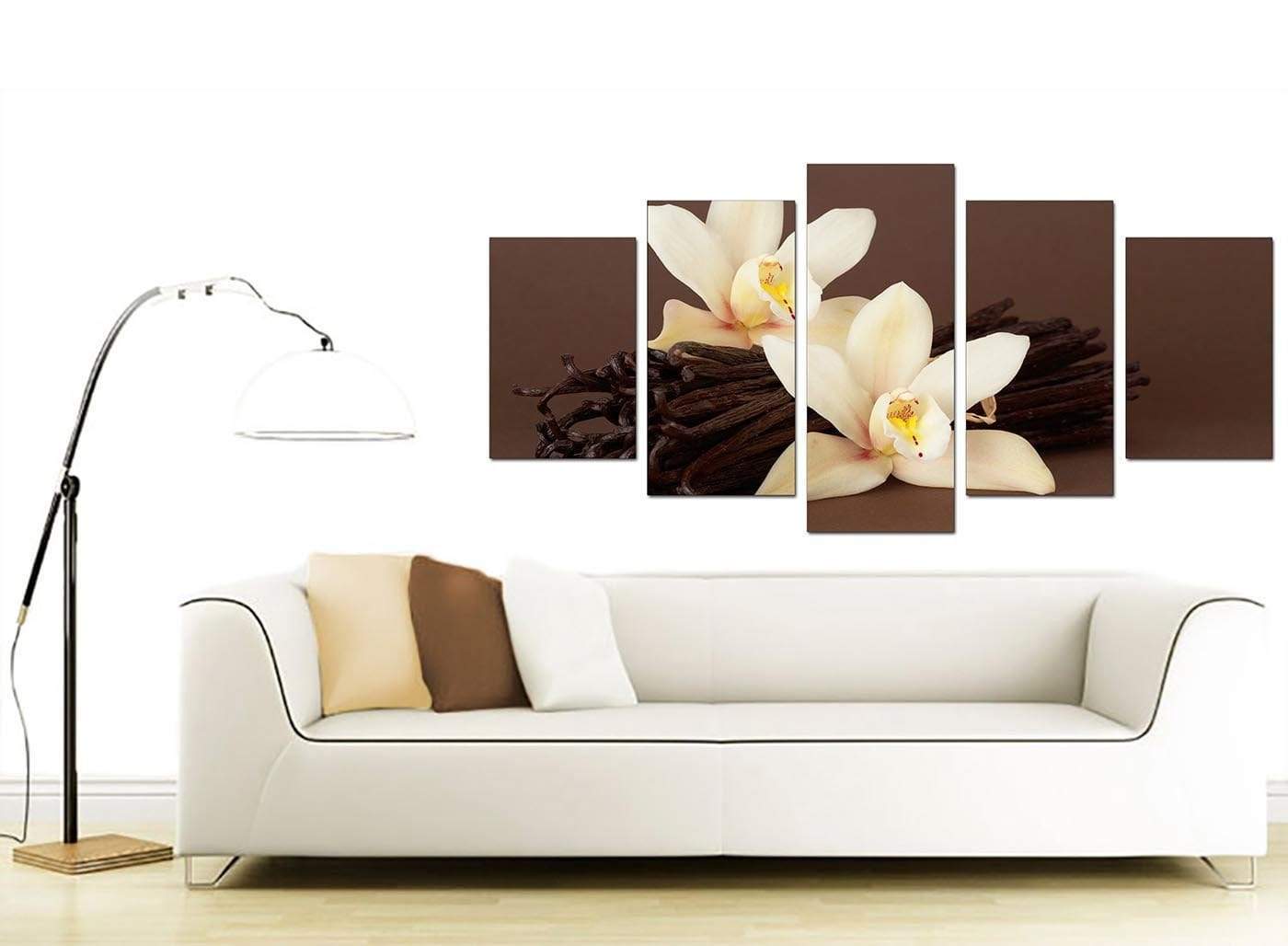 Brown and Cream Flower Floral Canvas