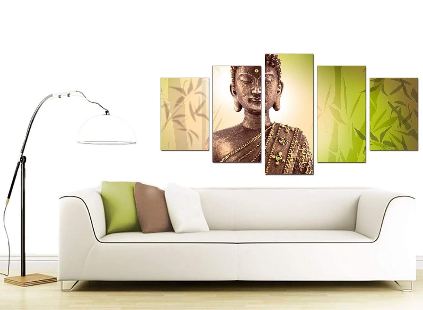 Abstract Buddha Lime Green Bamboo Zen Canvas