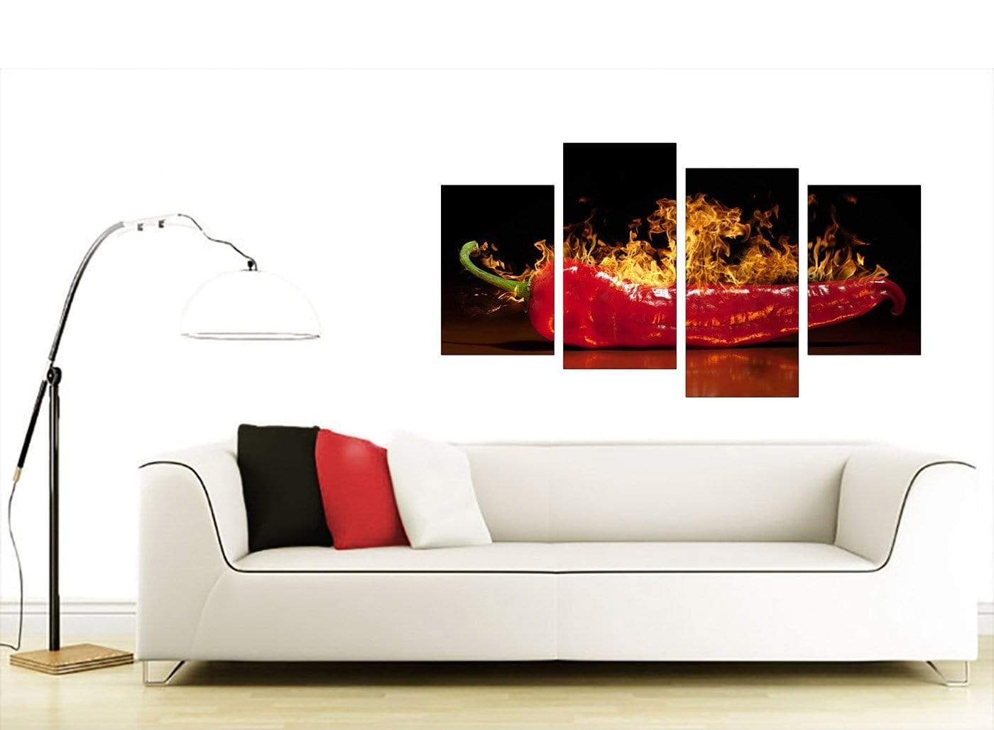 Red Hot Chilli Pepper Flaming Black Canvas