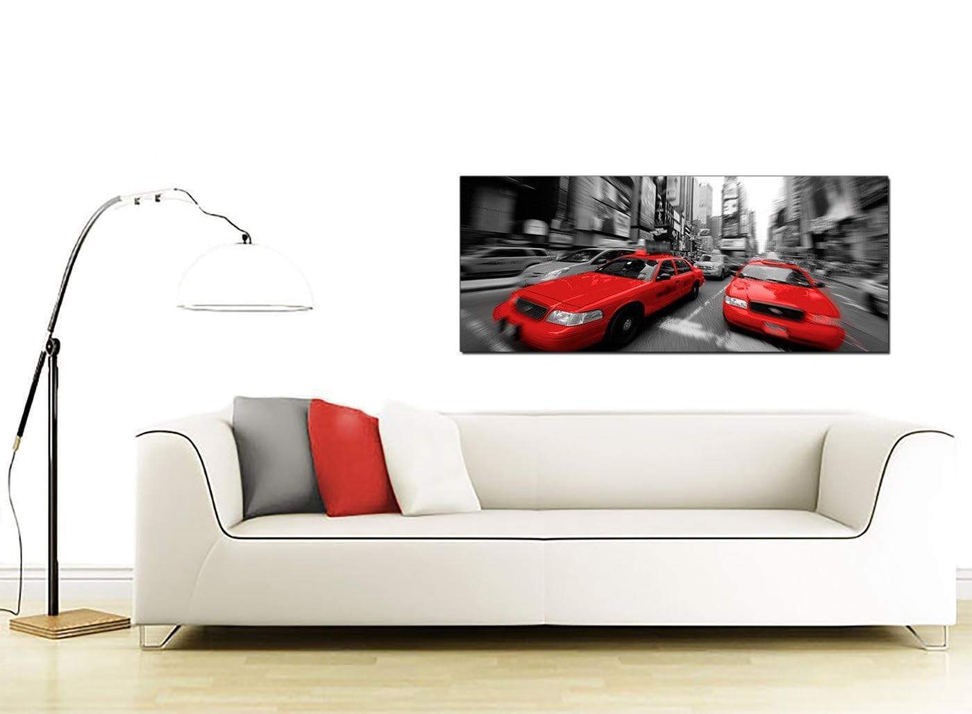 Red Black White Grey New York Taxi Cab City Canvas
