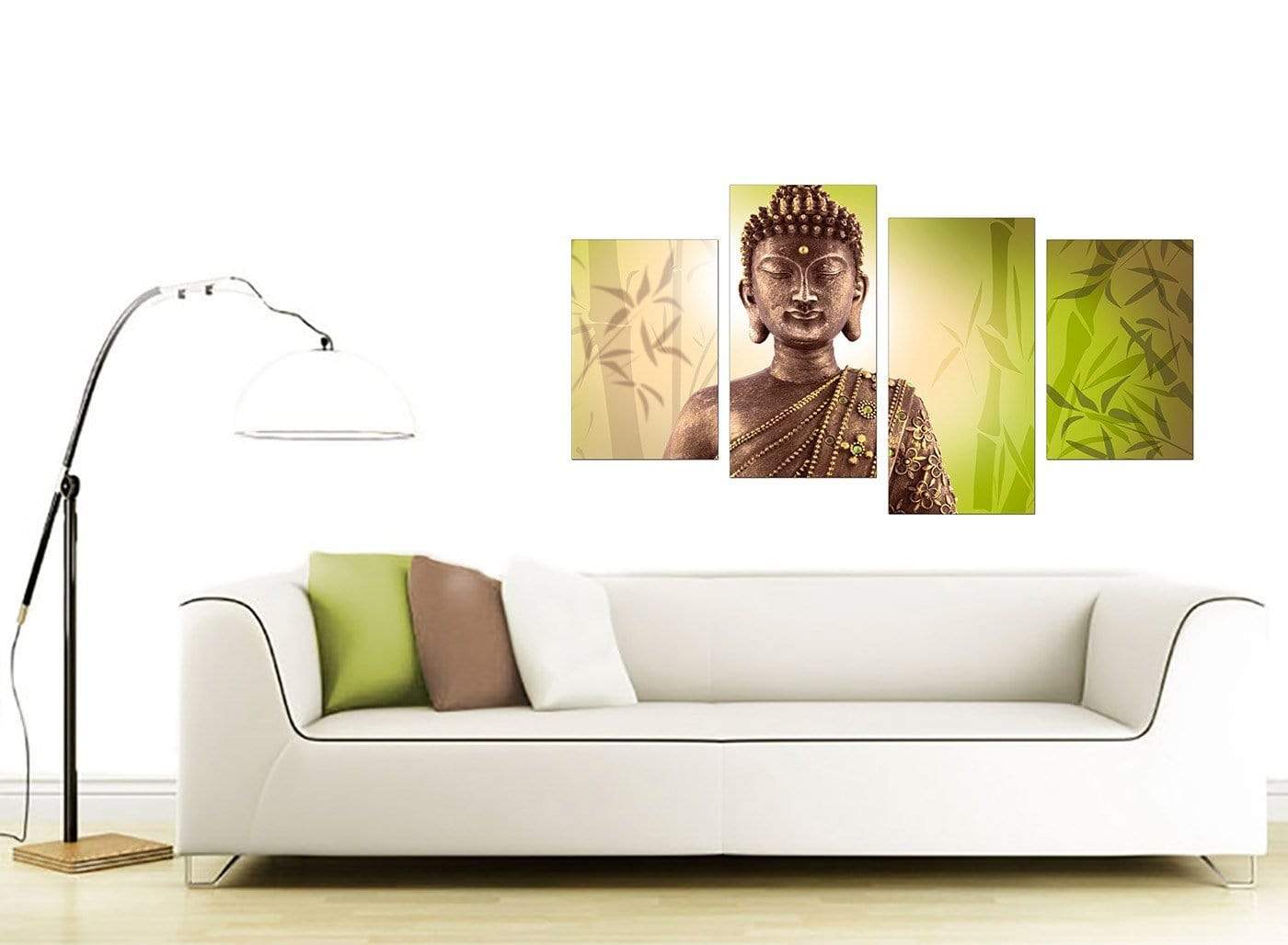 Abstract Buddha Lime Green Bamboo Zen Canvas