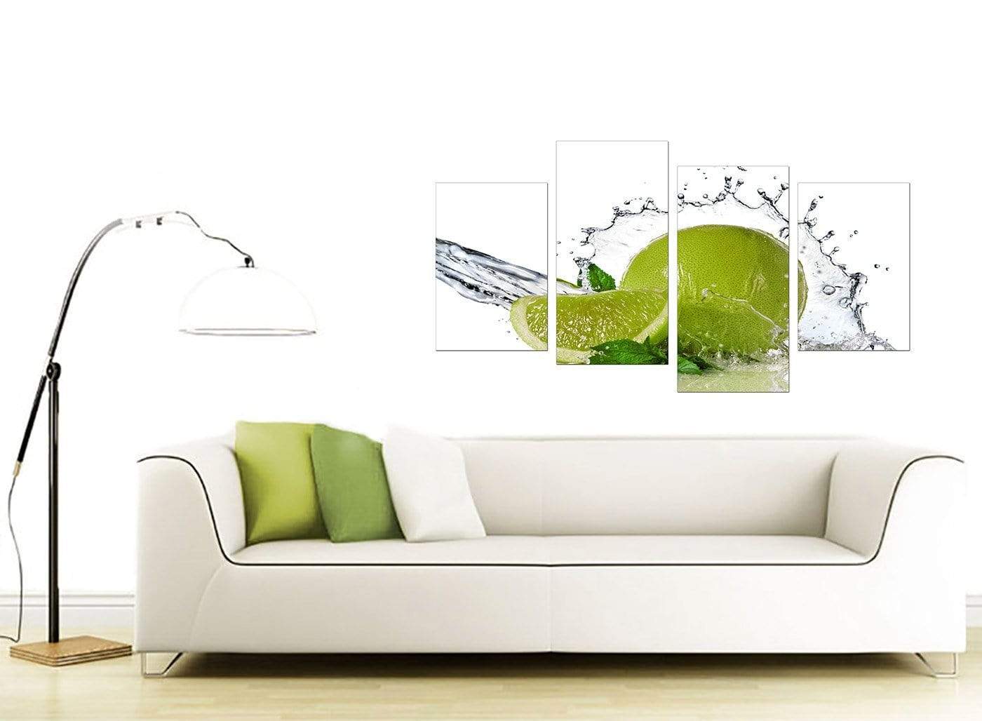 Lime Green White Fruit Splash Kitchen Canvas
