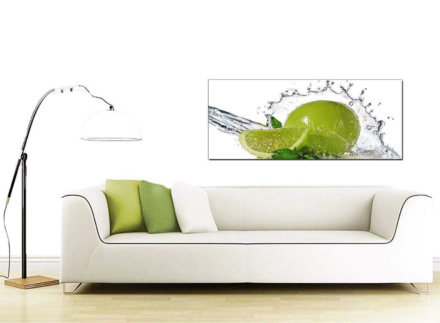 Lime Green White Fruit Splash Kitchen Canvas