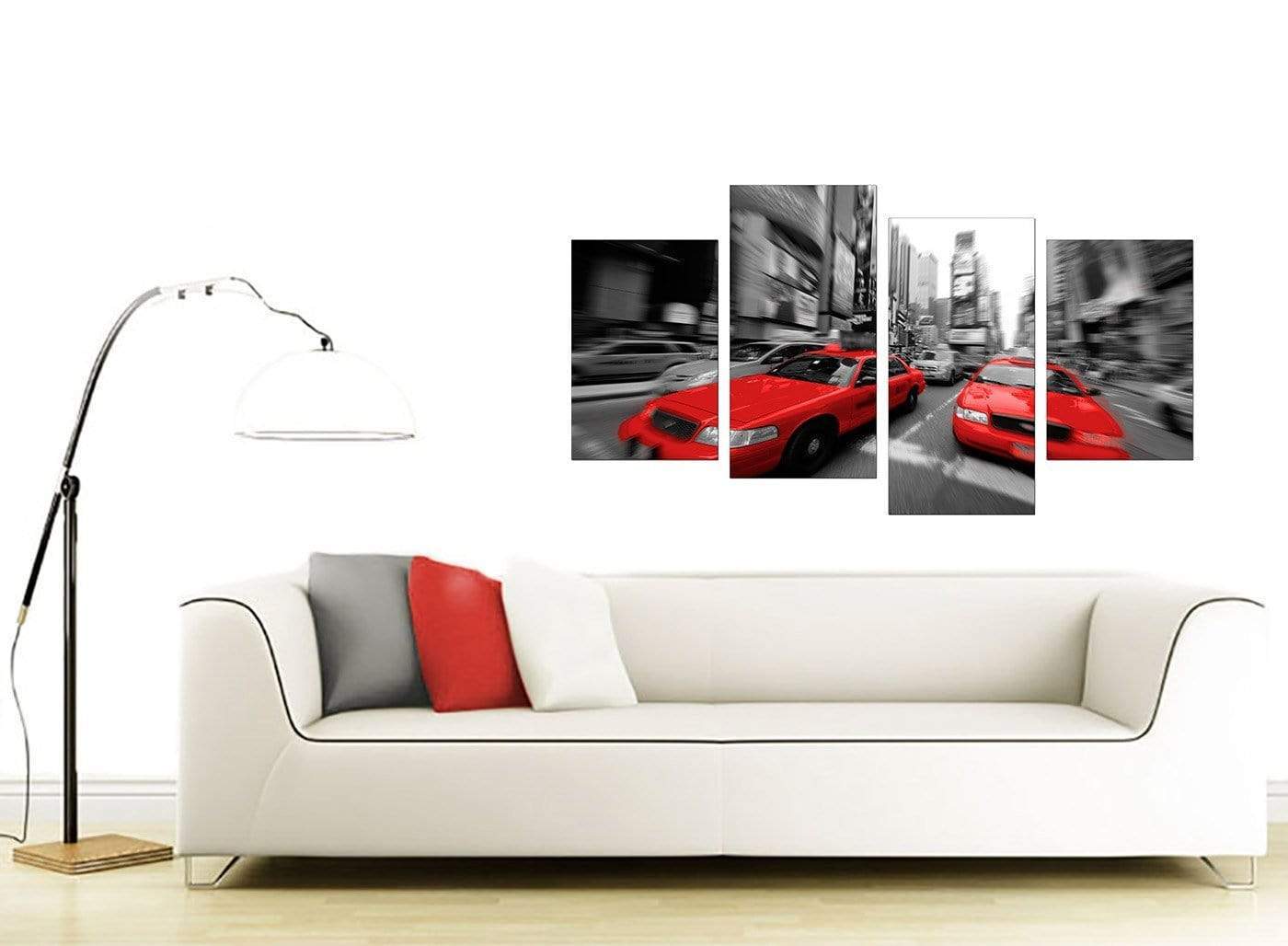 Red Black White Grey New York Taxi Cab City Canvas
