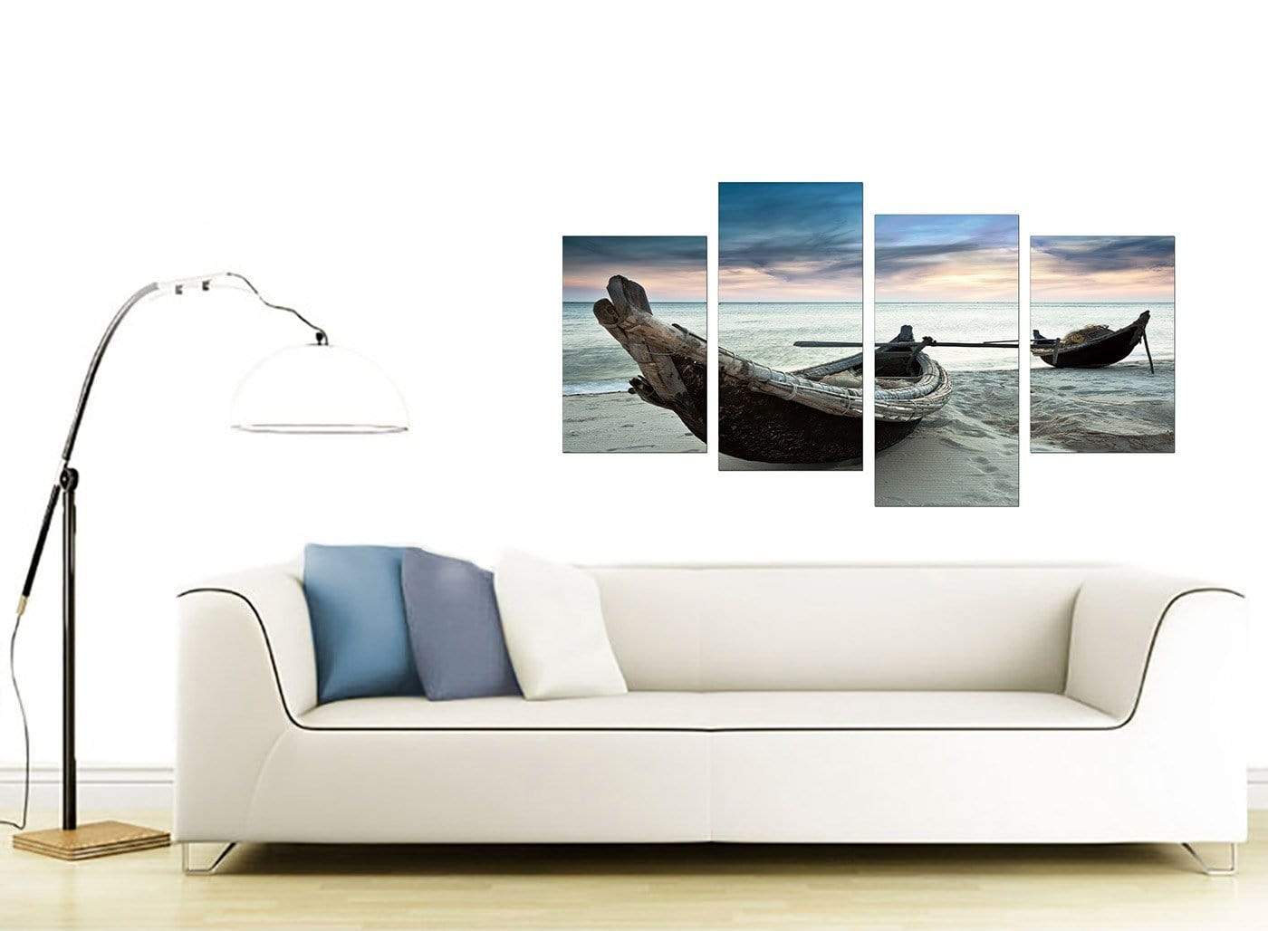 Thailand Fishing Boats Sunset Beach Modern Canvas Art