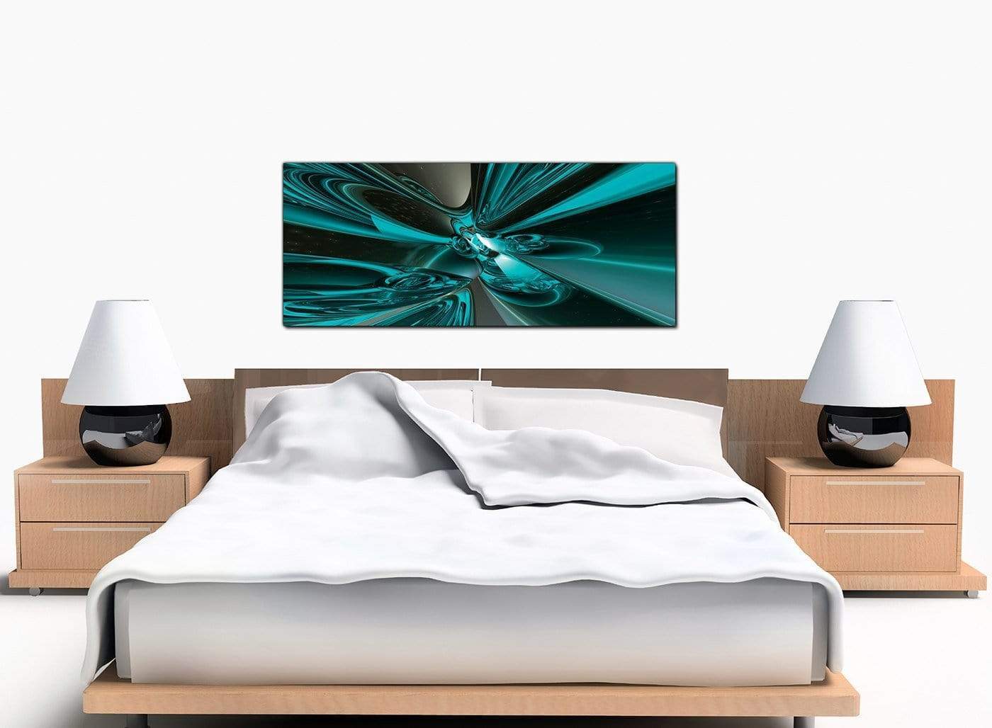 Modern Teal and Grey Cyclone Abstract Canvas