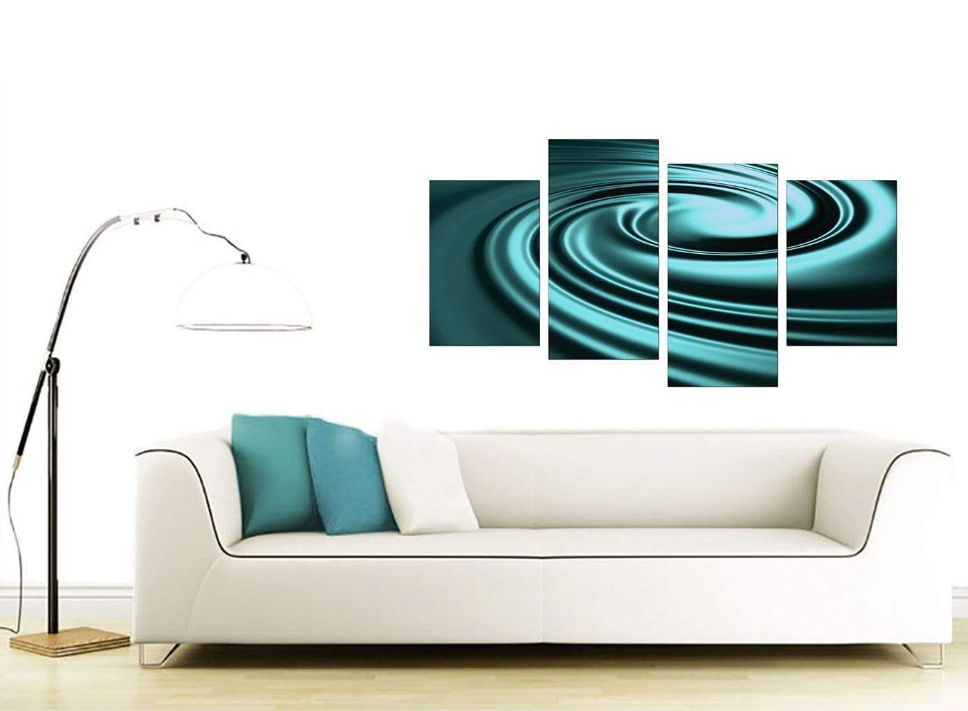 Teal Coloured Swirl Design Abstract Canvas