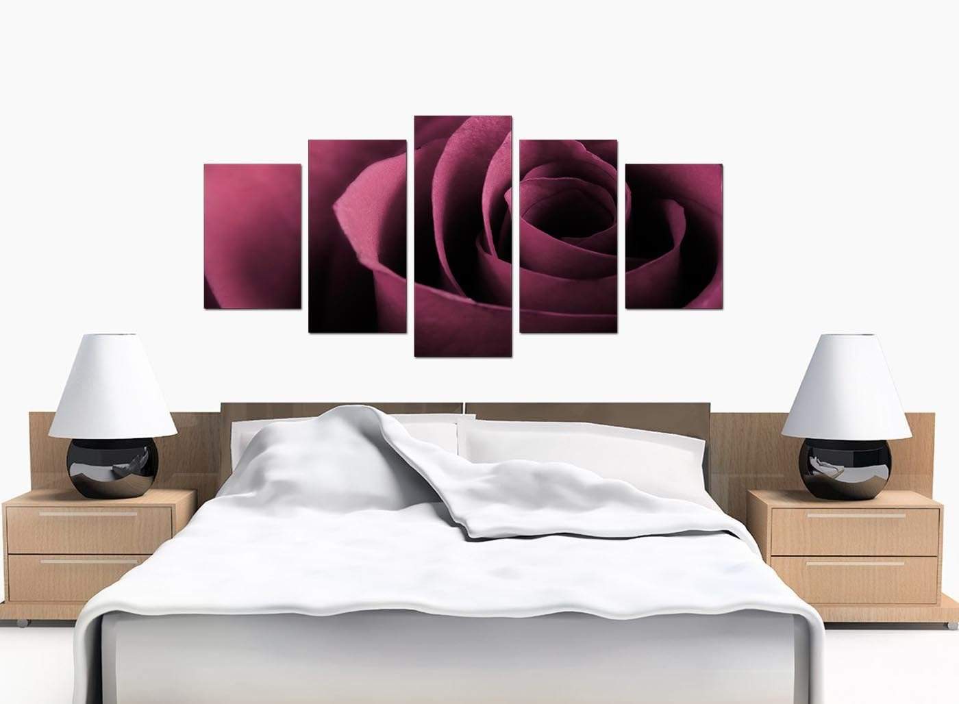Plum Coloured Rose Petal Flower Floral Modern Canvas Art