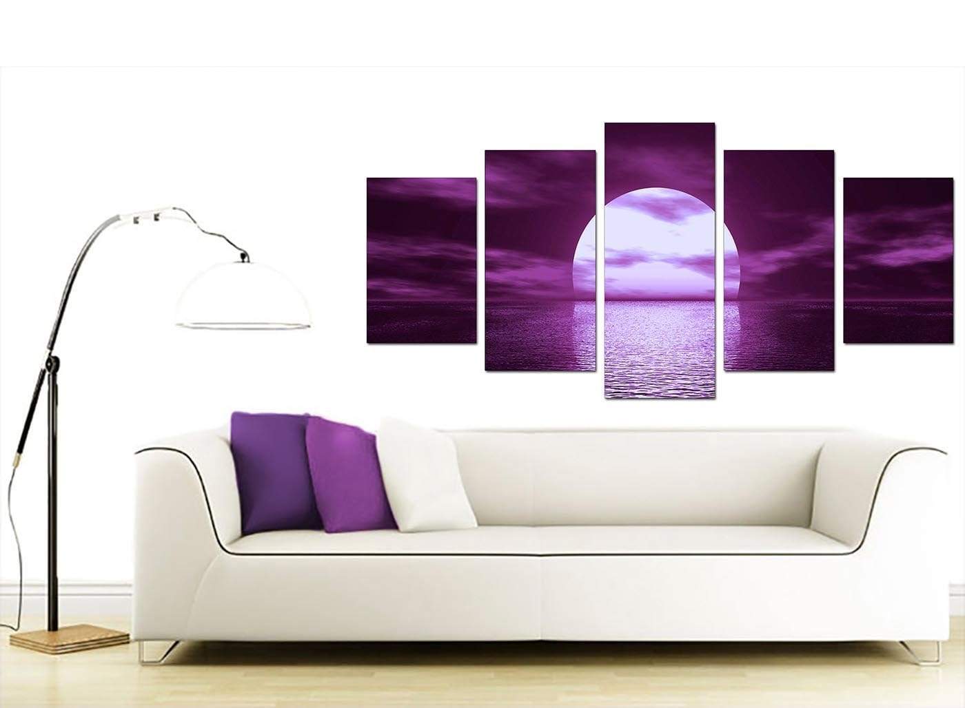 Purple Sunset Ocean Sky Landscape Canvas