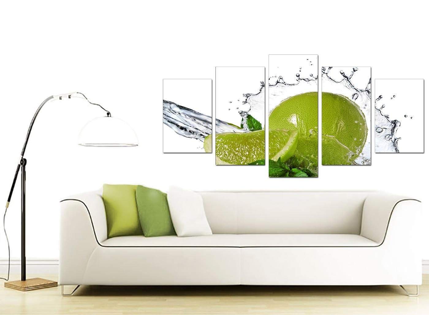 Lime Green White Fruit Splash Kitchen Canvas