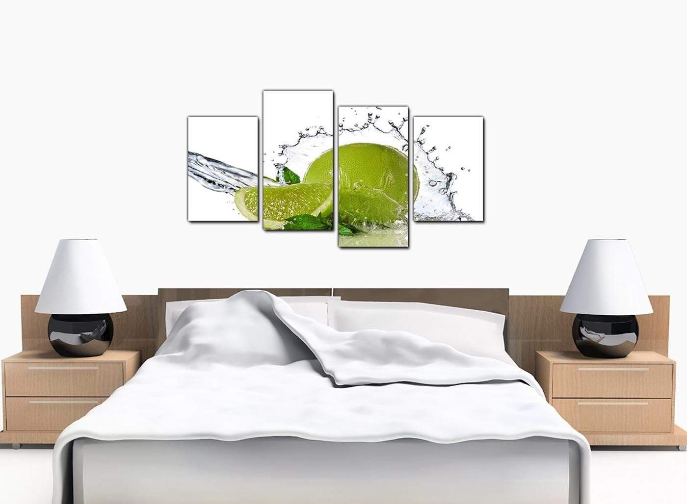 Lime Green White Fruit Splash Kitchen Canvas