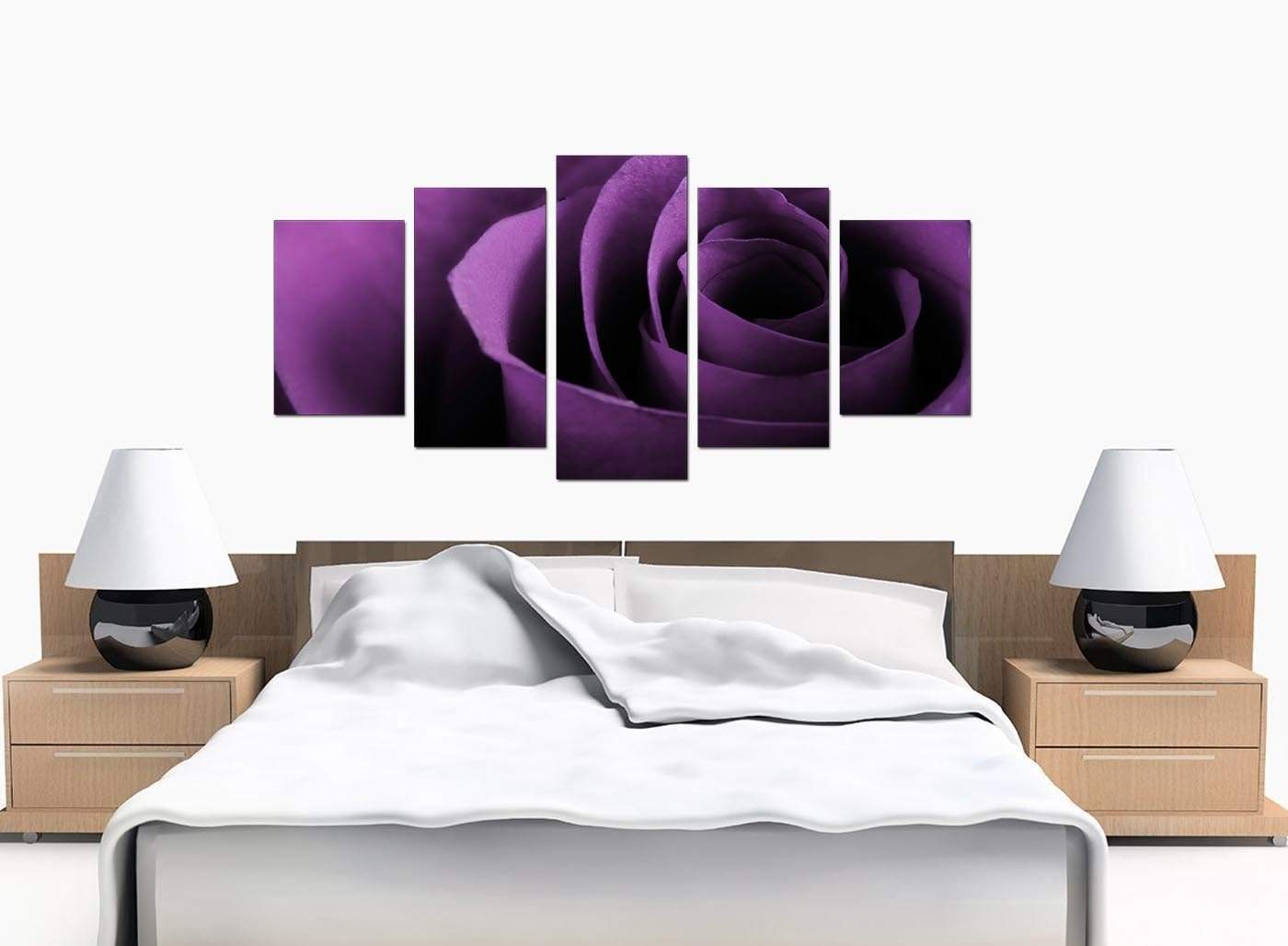 Purple Rose Petal Flower Floral Modern Canvas Art