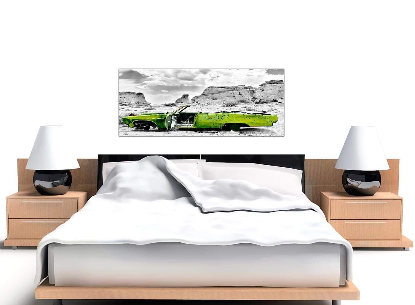 Abstract Lime Green Grey Car Desert Landscape Canvas