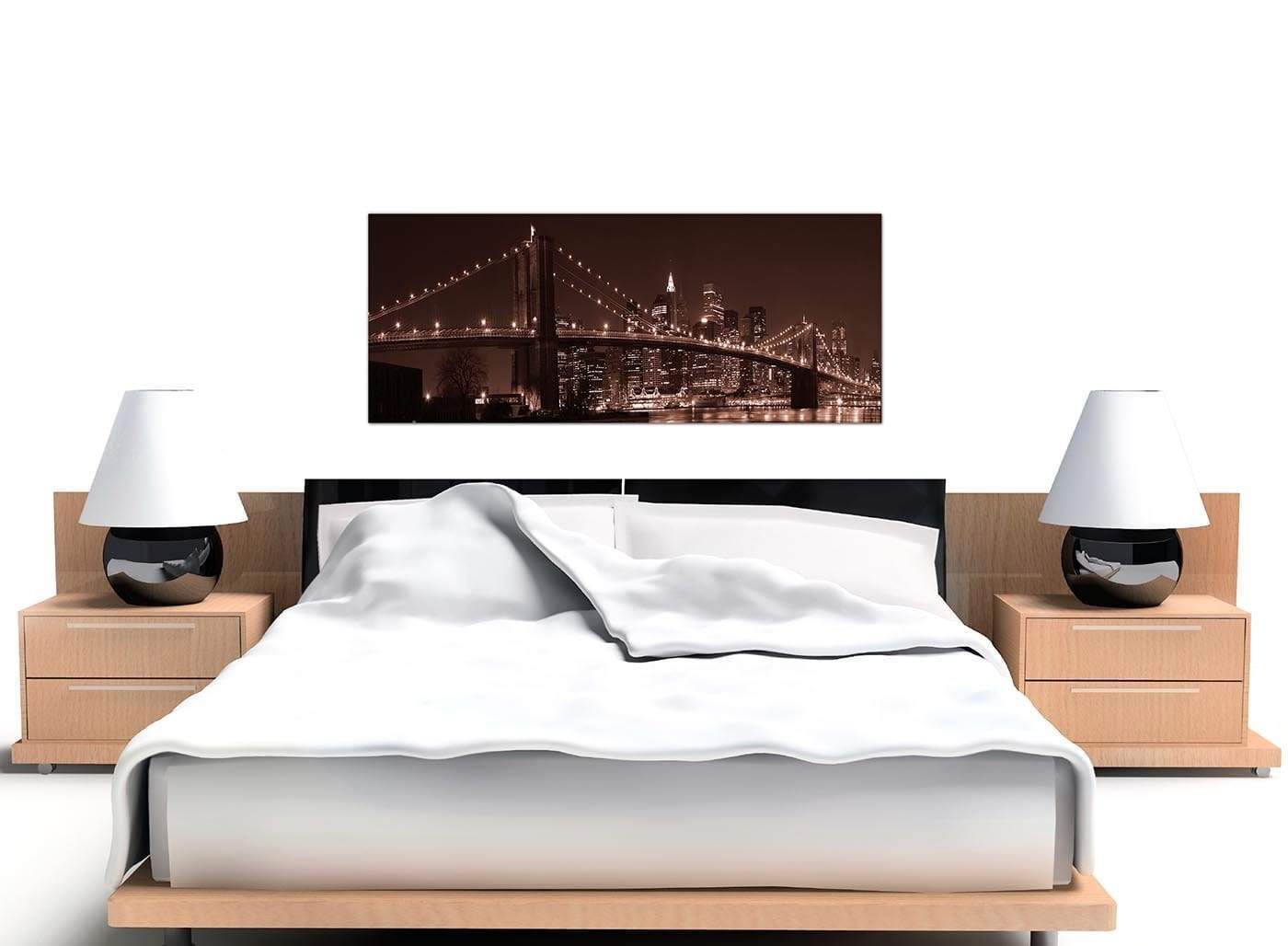 Brown Brooklyn Bridge New York Skyline City Canvas