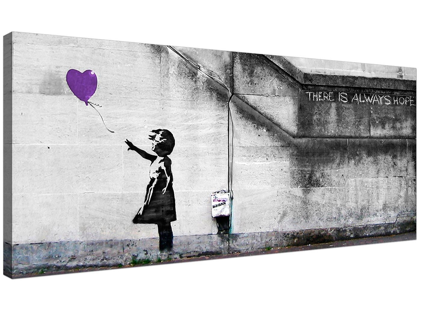Banksy Balloon Girl Purple Heart Hope Canvas