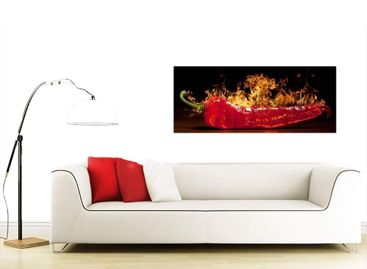 Red Hot Chilli Pepper Flaming Black Canvas