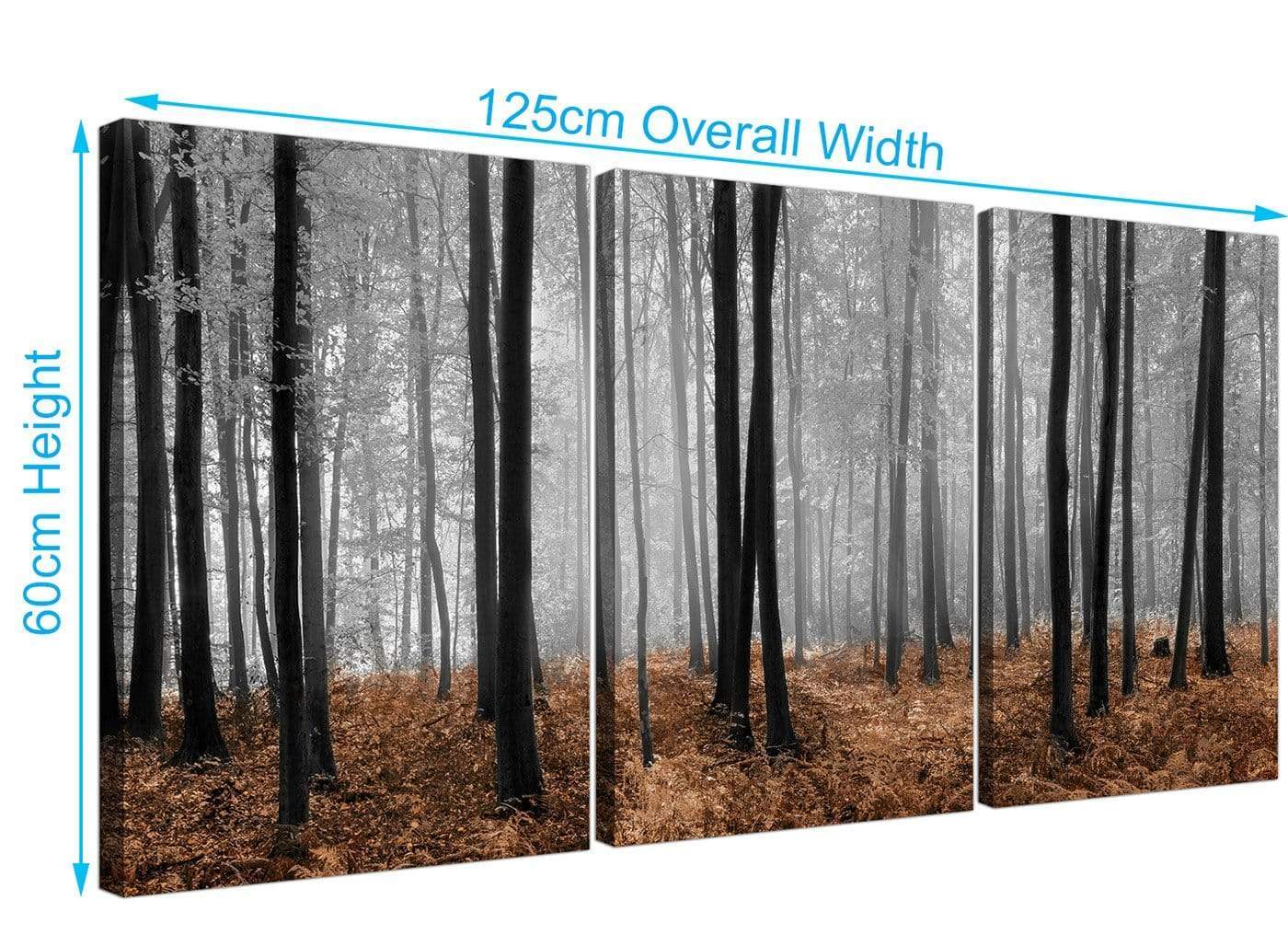 Black White Brown Grey Forest Woodland Trees Canvas Wall Art