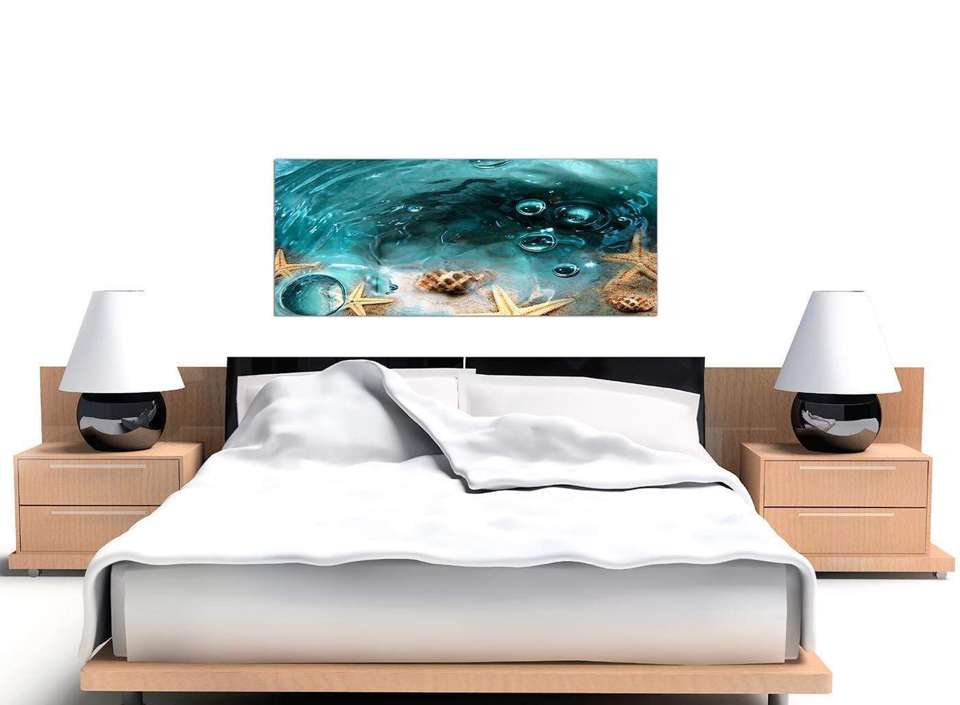 Teal Bathroom Sea Shells Starfish Beach Modern Canvas