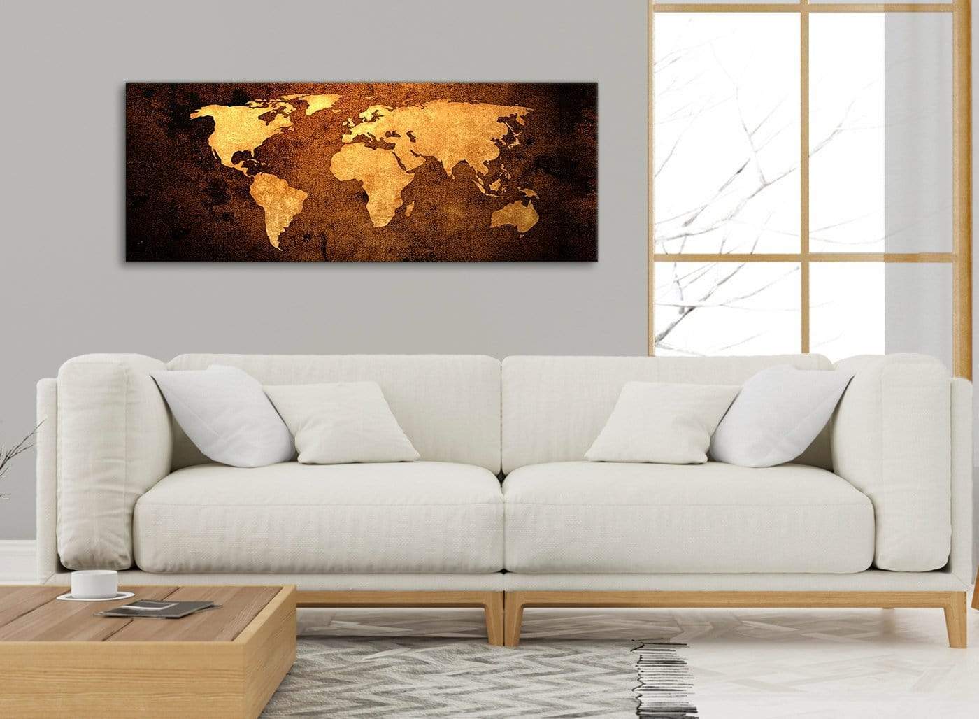 Old World Map - Brown Cream Canvas