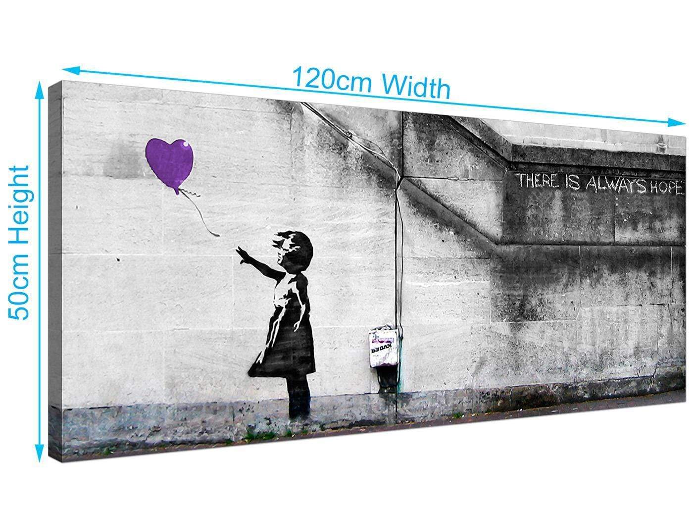 Banksy Balloon Girl Purple Heart Hope Canvas