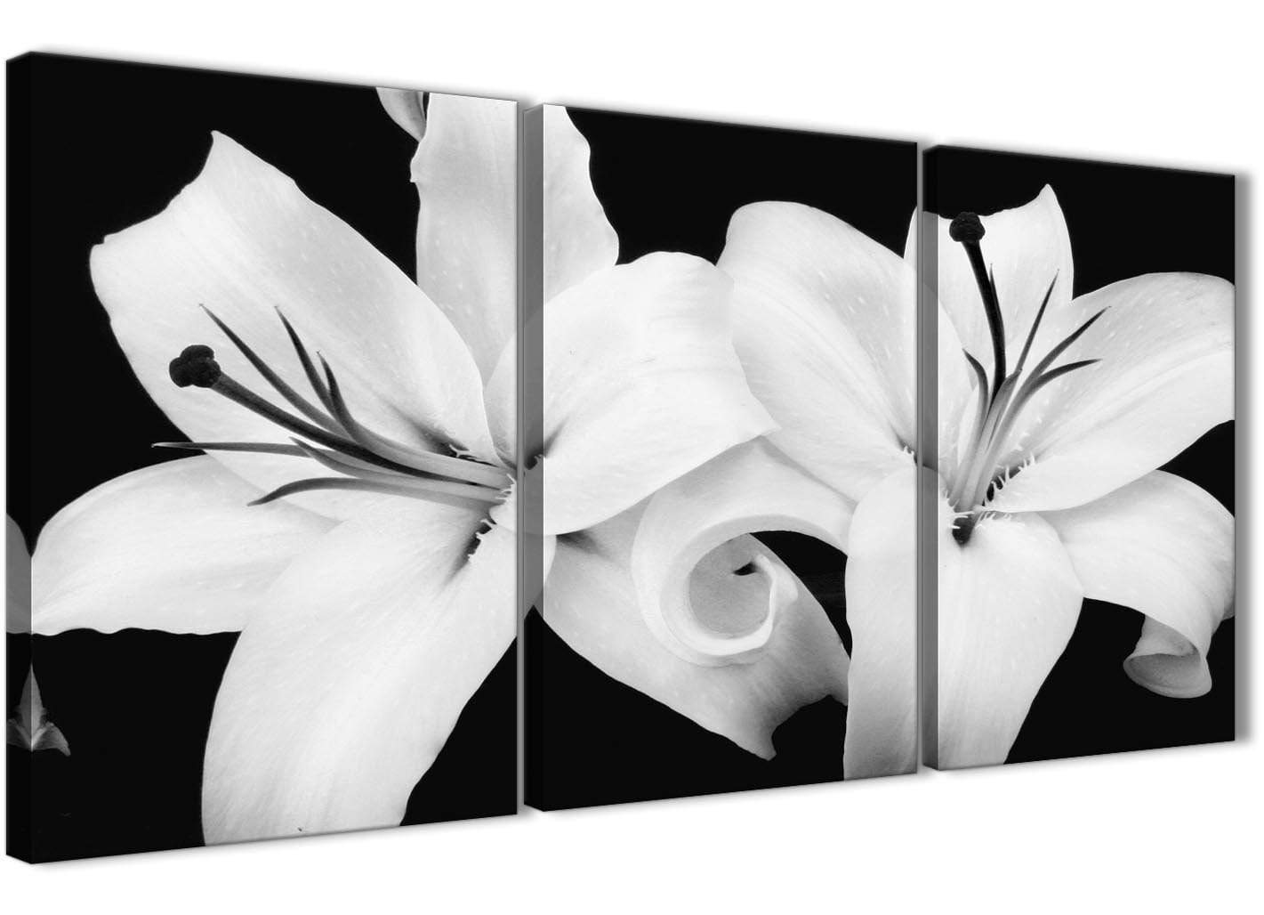 Black White Lily Flower Bedroom Canvas Wall Art Accessories Print