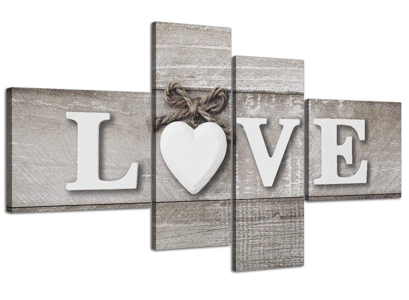 Shabby Chic Love Quote - Canvas Wall Art Picture