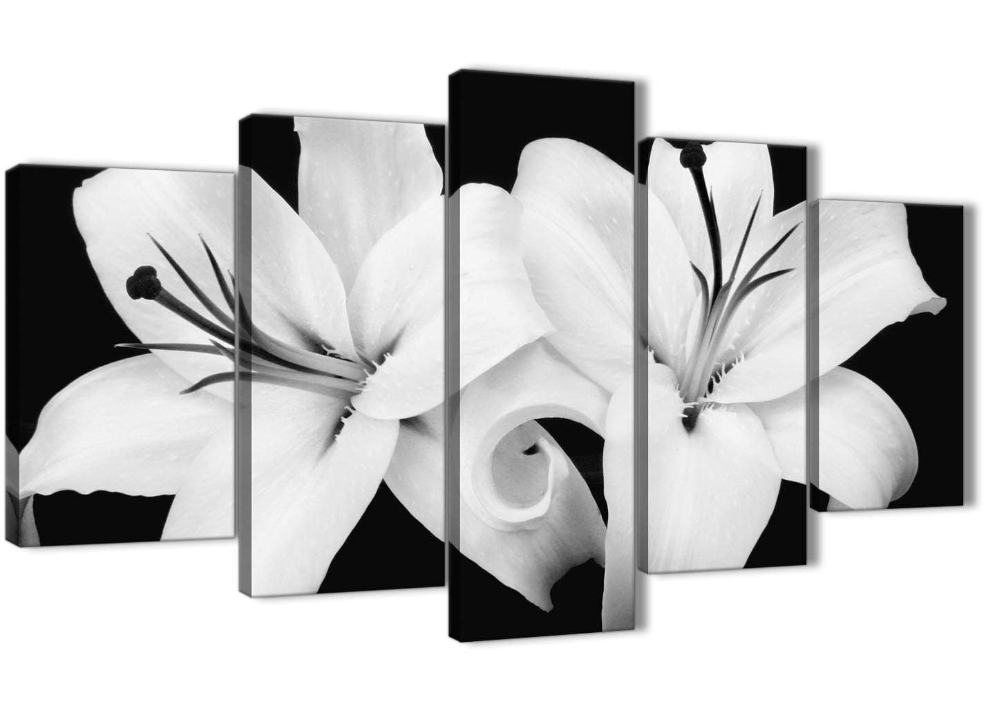 Black White Lily Flower Bedroom Canvas Wall Art Accessories Print