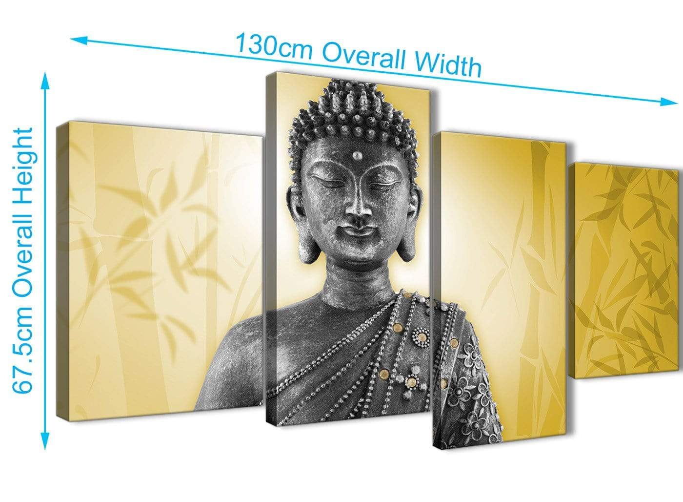 Mustard Yellow and Grey Silver Canvas Art Print of Buddha