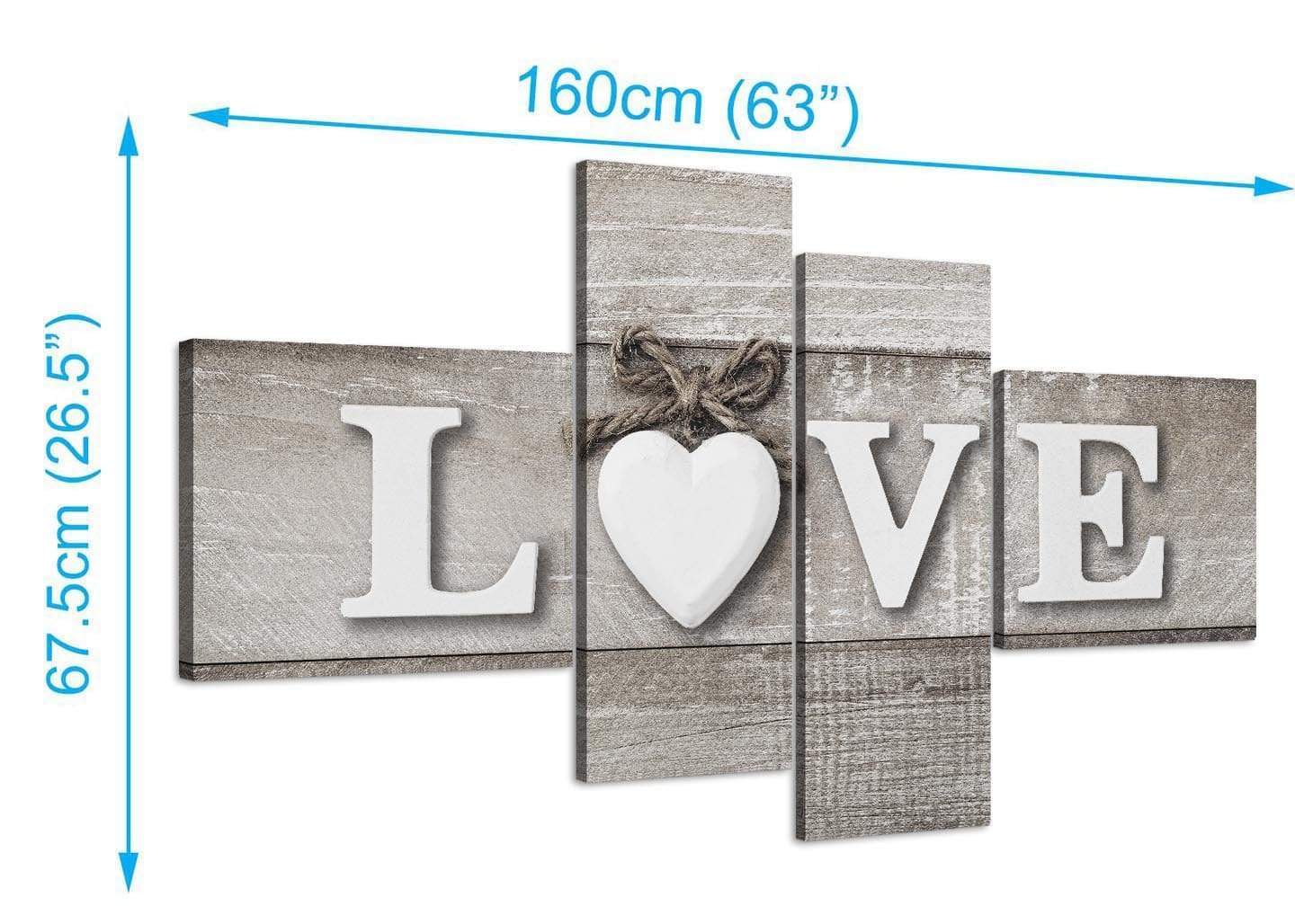 Shabby Chic Love Quote - Canvas Wall Art Picture