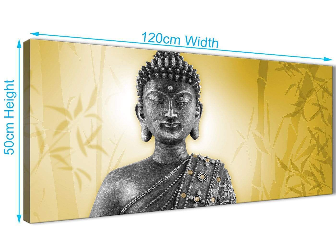 Mustard Yellow and Grey Silver Canvas Art Print of Buddha
