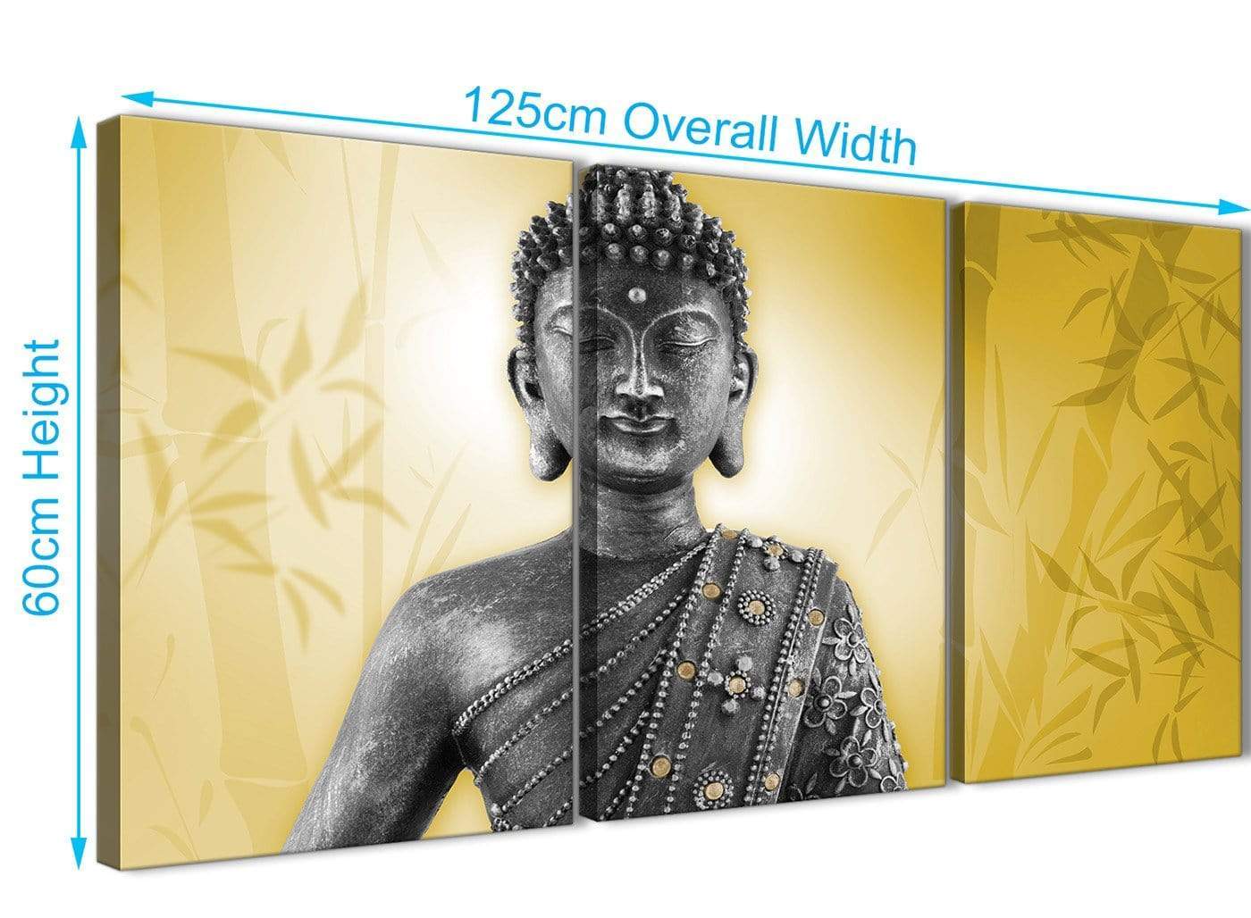 Mustard Yellow and Grey Silver Canvas Art Print of Buddha