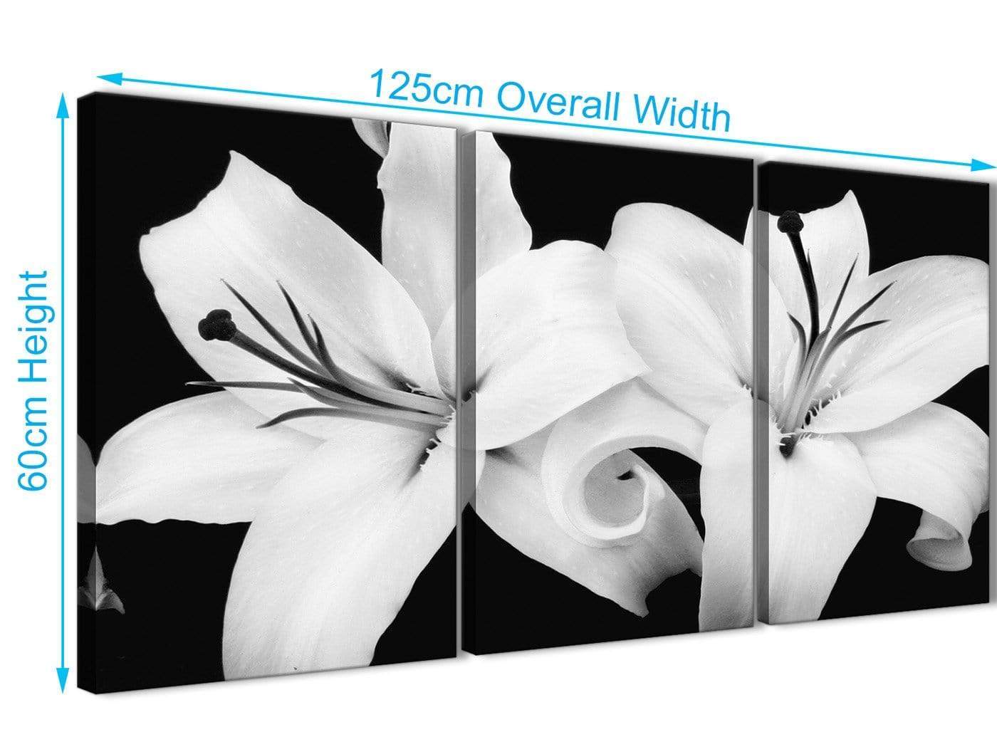 Black White Lily Flower Bedroom Canvas Wall Art Accessories Print