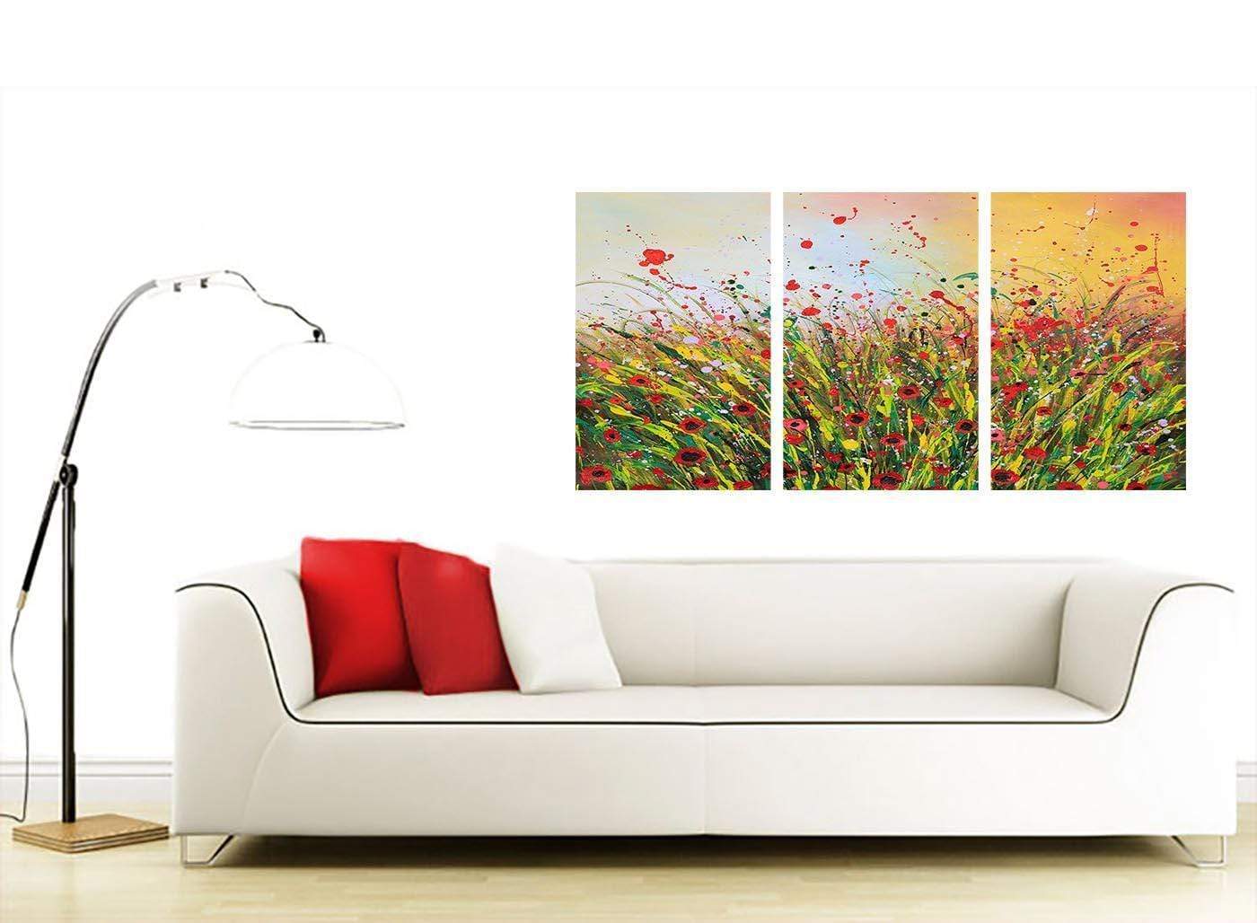 Modern Abstract Summertime Flowers Red Floral Canvas Prints