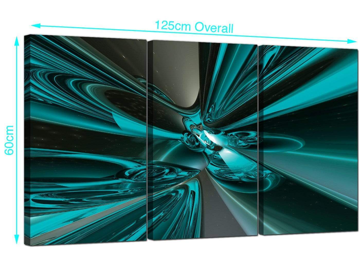 Modern Teal and Grey Cyclone Abstract Canvas